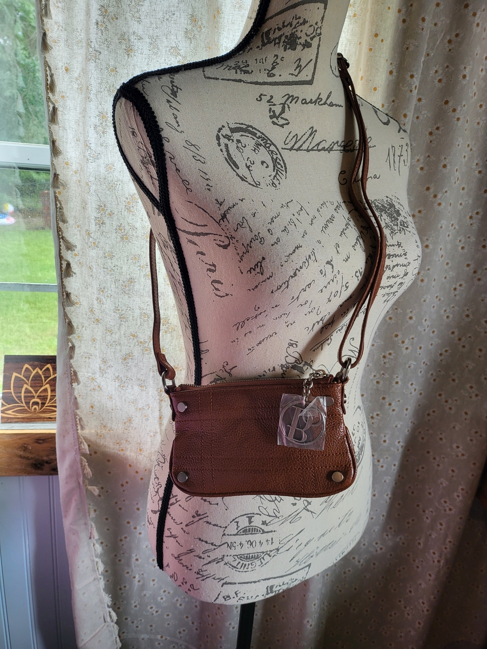 Bolzano Brown Pebbled Leather Mini Crossbody Bag NWOT